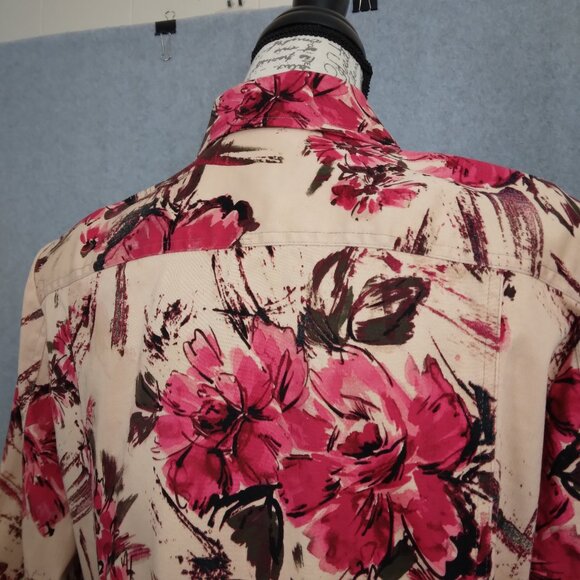 Additions By Chico's | Pink Tan Floral Cotton Khaki Jacket | Size  XL - Picture 7 of 10
